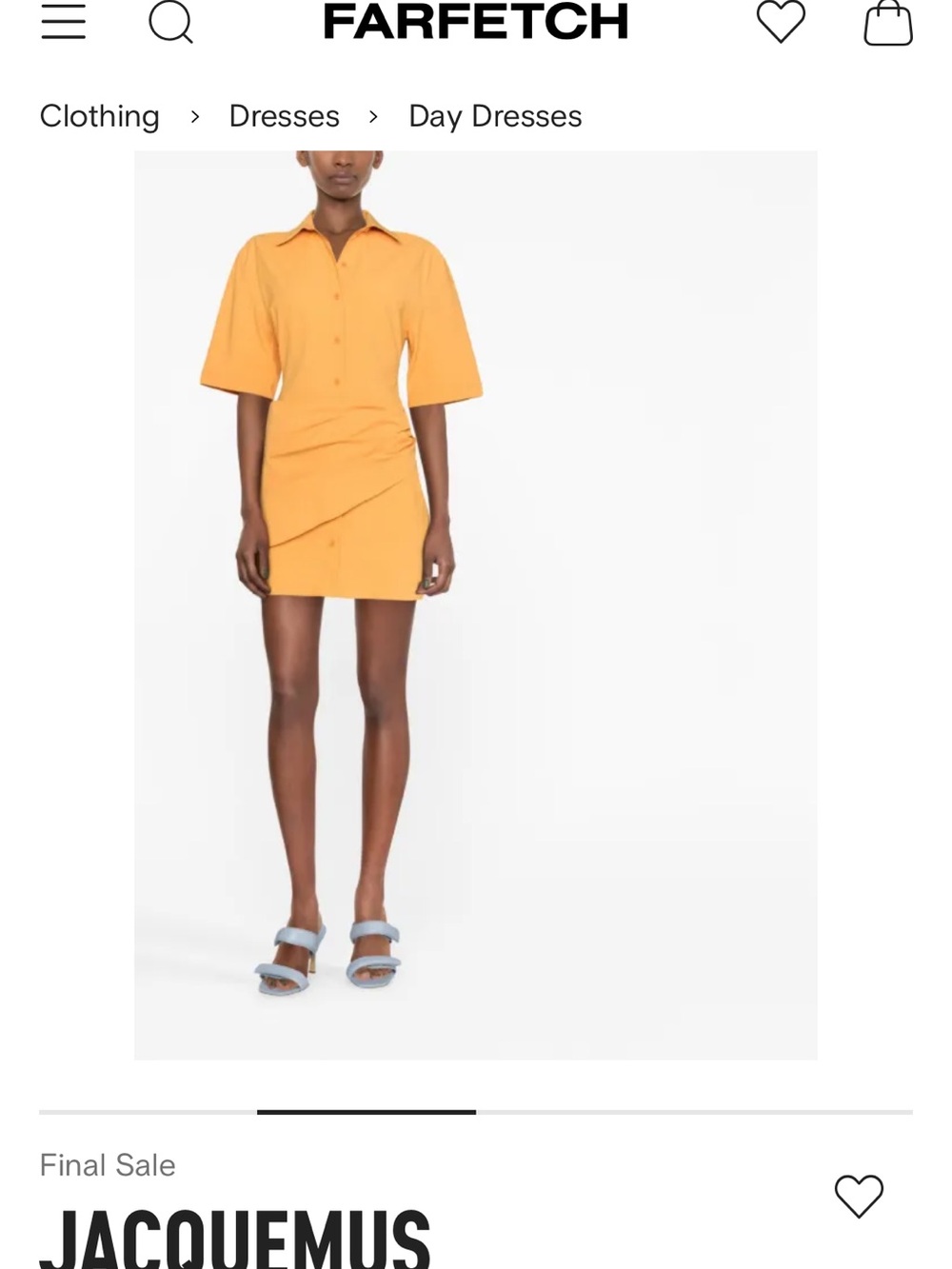 Jacquemus Orange Short-Sleeve Mini Dress